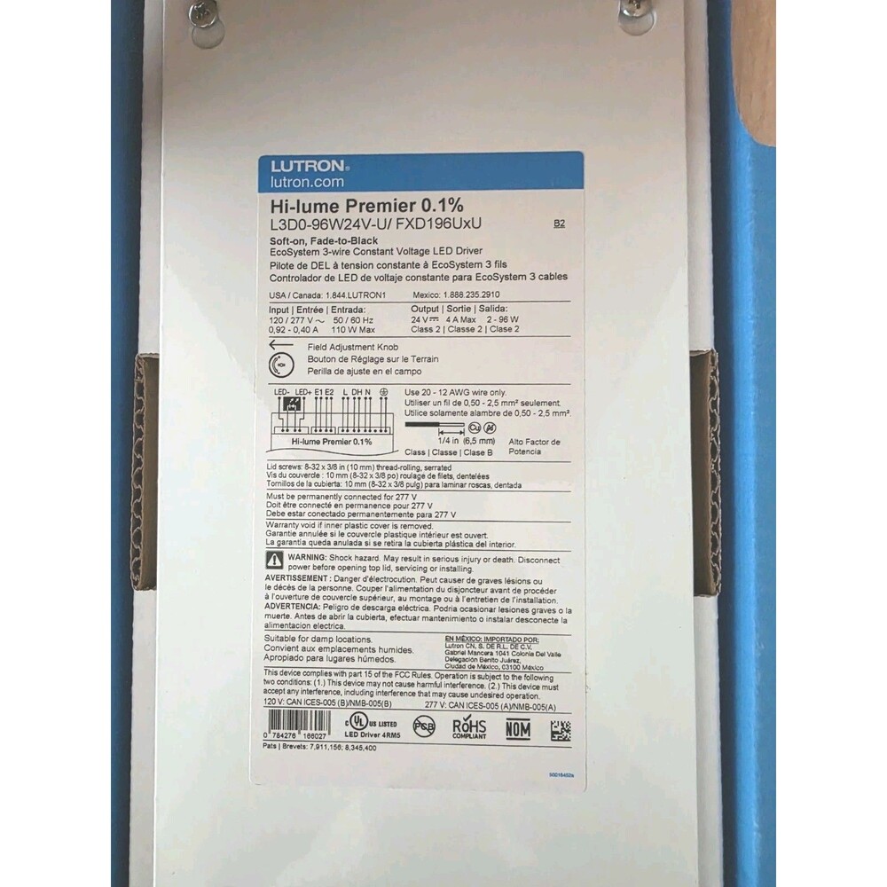 Lutron Hi-Lume Premier 0.1% L3D0-96W24V-U FXD196UxU